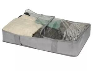 Under Bed Storage Bag 18x30x6 Clear Top Zipper Polypropylene Organizer OCM